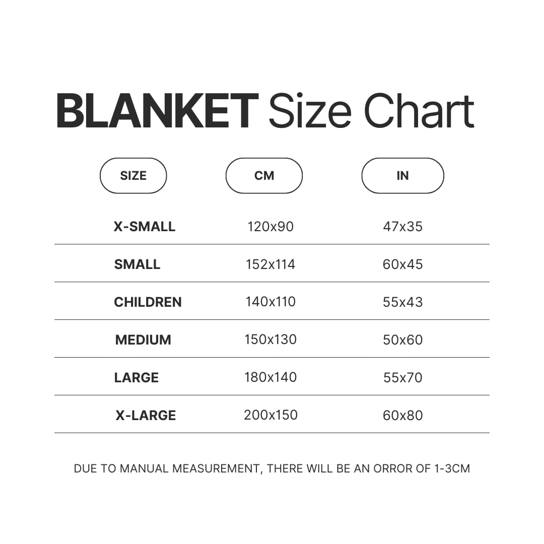 Blanket Size Chart - Arctic Monkeys Merchandise