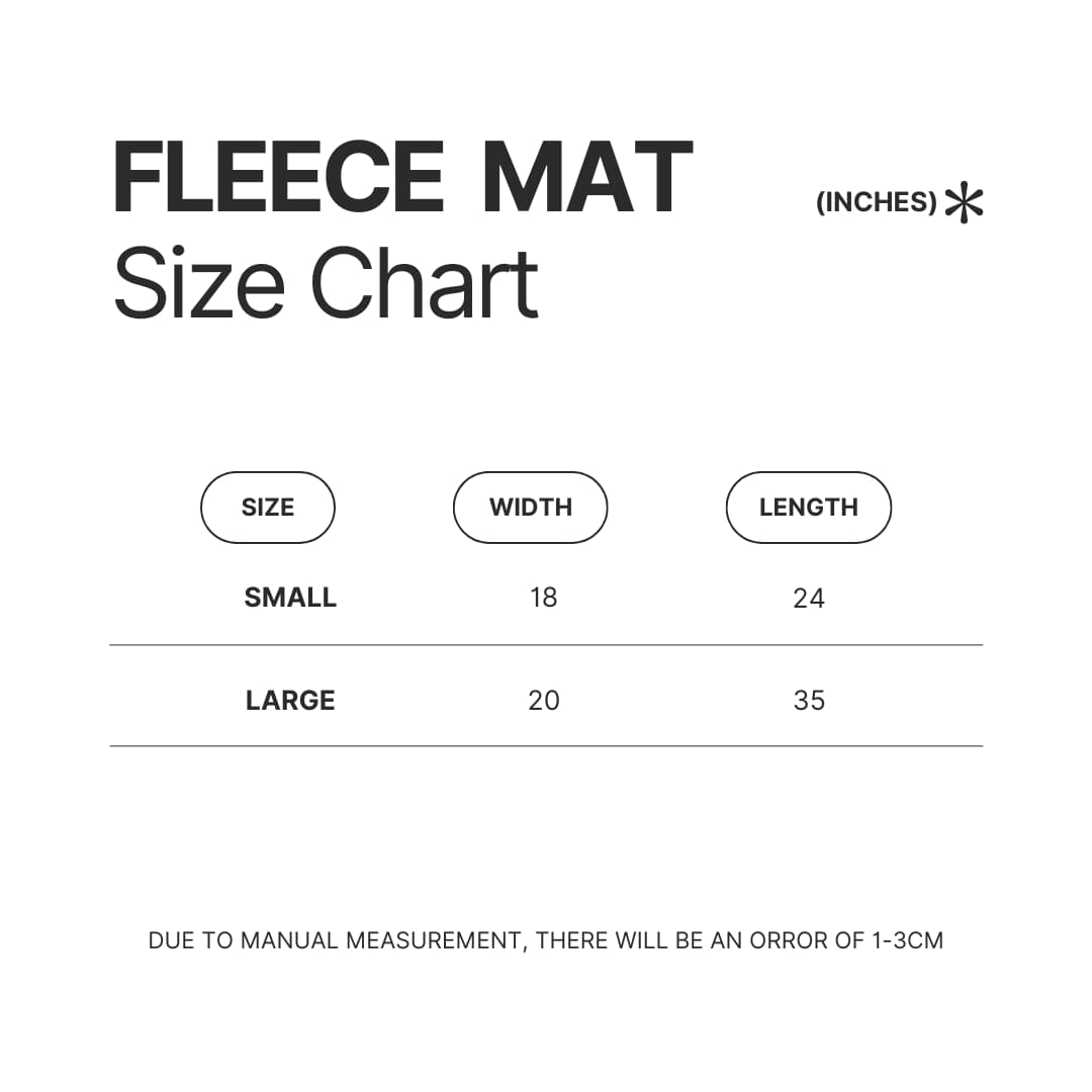 Fleece Mat Size Chart - Arctic Monkeys Merchandise