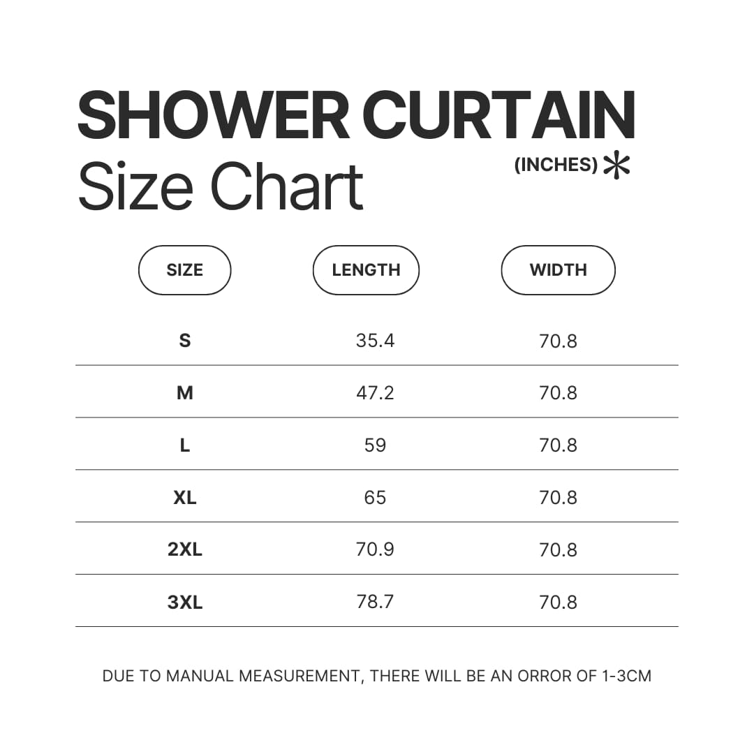 Shower Curtain Size Chart - Arctic Monkeys Merchandise